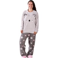Conjunto Pijama de Plush Adulto Super Quentinho e Divertido Coala Cinza - GG