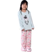 Conjunto Pijama de Plush Infantil Super Quentinho e Divertido Pug Azul - 4
