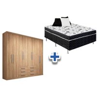 Cama Box Union Ortobom Conjugada Casal  + Guarda Roupa Master 8.6 Atacama