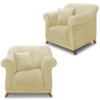 Kit 2 Poltronas Decorativas Retro Polo Suede 1100 Ezz