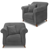 Kit 2 Poltronas Decorativas Retro Polo Suede 1104 Ezz