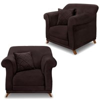 Kit 2 Poltronas Decorativas Retro Polo Suede 1102 Ezz