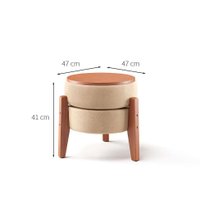 Puff Frapê Suede Bege 47 cm