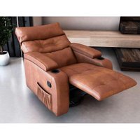 Poltrona Reclinável Commander Revestimento Sintético Whisky