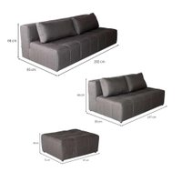 Sofá Modular 2 e 3 Lugares com Puff Soho Linho Grafite