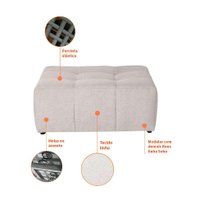 Sofá Modular 2 e 3 Lugares com Puff Soho Linho Cru