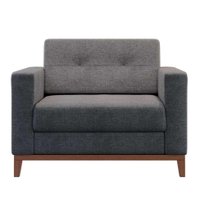 Poltrona Living Pés e Base em Madeira Linho Cotton Cinza