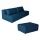 Sofá Modular 3 Lugares com Puff Soho Linho Azul Marinho