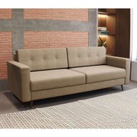 Sofá 3 Lugares Living Pé Palito Linho Cotton Bege 180 cm