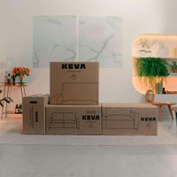 Sofá 3 Lugares com Molas Ensacadas 200 cm e Puff Unne Linho Cru