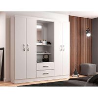 Guarda-Roupa Casal com Espelho Capelinha 4 PT 2 GV Branco