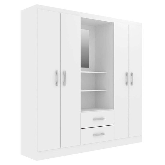 Guarda-Roupa Casal com Espelho Capelinha 4 PT 2 GV Branco