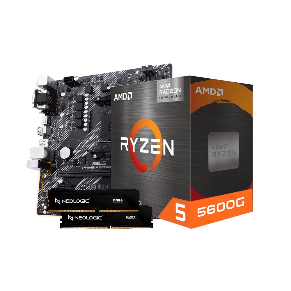 KIT UPGRADE AMD RYZEN 5 5600G, PLACA MAE A520M-E PRIME ASUS, 16GB DDR4, NEOLOGIC - NLI84110 U UNICA UNICA