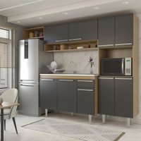Armário de Cozinha com Balcão Smart 9 Portas 1 Gaveta Xingu/Grafite - Panorama Móveis