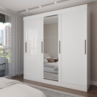 Guarda-Roupa Casal Kate 3 Portas 2 Gavetas com Espelho Branco - Panorama Móveis