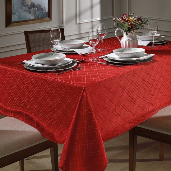 Toalha Mesa Retangular Döhler Requinte II Vermelho 8 Lugares