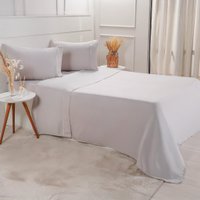Jogo de Cama King Serenitá 4 Pçs Bordado Festonê 193x203x40cm Gray
