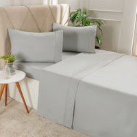 Jogo de Cama Casal Serenitá 4 Pçs Bordado Festonê 138x188x30cm Lunare