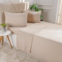 Jogo de Cama Queen Serenitá 4 Pçs Bordado Festonê 158x198x35cm Beach