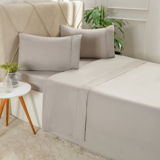 Jogo de Cama King Serenitá 4 Pçs Bordado Festonê 193x203x40cm Roccia