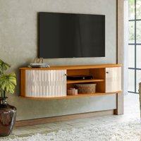 Rack para TV Até 60 Polegadas Suspenso Modena 2 Portas Cinamomo/Off White - Madetec
