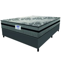 Cama Box Casal Colchão Gazin Com Molas Ensacadas Rubi 138x188x70cm Suede Cinza/Preto
