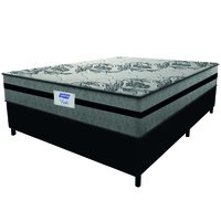 Cama Box Casal Colchão Gazin Com Molas Ensacadas Rubi 138x188x70cm Suede Preto/Cinza