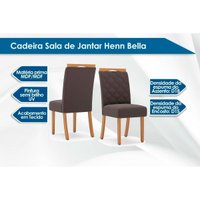 Sala de Jantar Completa Orus c/ Tampo Madeirado 120x80cm e 4 Cadeiras Bella Nature/Off White - Suede Marrom - Henn