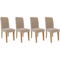 Cadeira Sala de Jantar Taís Kit 4 Un Nature/Suede Nude Bege - Cimol