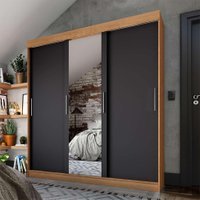 Guarda-Roupa Casal com Espelho Paris 3 PT 2 GV Naturale e Titânio
