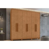 Guarda Roupa Casal 6 Portas e 5 Gavetas c/ Pés Áries Amêndoa - Lopas