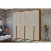 Guarda Roupa Casal 6 Portas e 4 Gavetas Alonzo New Amêndoa/Off White - Lopas