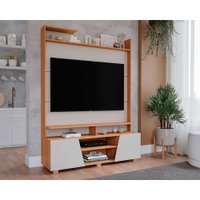 Home p/ TV até 55 Pol Master c/ 2 Prateleiras e Pés 135x183cm Off White/Nature - Permóbili