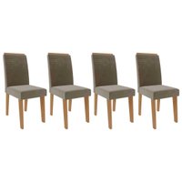 Cadeira Sala de Jantar Taís Kit Com 4 Unidades Nature/Suede Joli Chocolate - Cimol