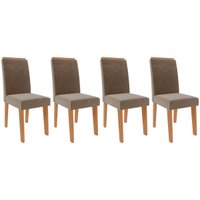 Cadeira Sala de Jantar Taís Kit Com 4 Unidades Nature/Suede Joli Chocolate