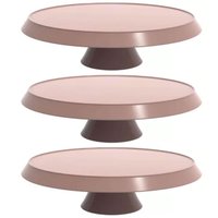 Kit 3 Bases Porta Bolos Tortas Doces 30cm Boleira com Pé Crippa Amêndoa