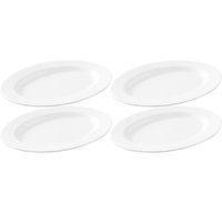 4 Travessas Bandeja Rasa Melamina Branca 25x18cm Oval Refratária Servir