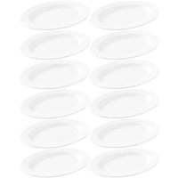 12 Travessas Ovais Melamina Branca 25x18cm Bandeja Rasa Servir Haus Concept