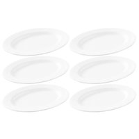 6 Travessas Oval Melamina 30x22cm Rasa Buffet Branca Restaurante Salada Petiscos Aperitivos Bar