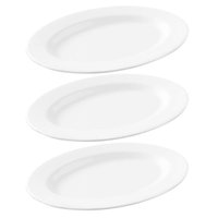 3 Travessas Oval Melamina 30x22cm Rasa Buffet Branca Restaurante Salada Petiscos Aperitivos Bar