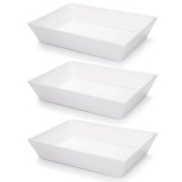 3 Travessas Retangular Branca 4L Profissional Servir Buffet Melamina Saladas Massas