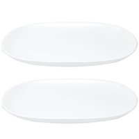 Kit 2 Travessas Oval Melamina 26x17cm Rasa Buffet Branca Restaurante Salada Petiscos Aperitivos Bar