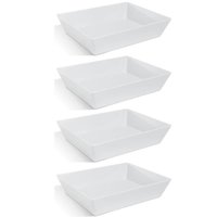 4 Travessas Retangular 3,5L Profissional Servir Buffet Melamina Branca Saladas Massas Haus Concept