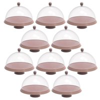 Kit 8 Porta Bolos 25cm Bubble com Cúpula e Pé Crippa Amêndoa Padaria Hotel Confeitaria