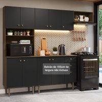 Armário de Cozinha Compacta 235cm Rustic/Preto Gourmet Madesa XC03