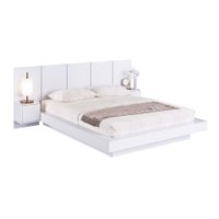 Cama Casal Queen Suspensa Com Cabeceira E Mesas 140/160 Zurique Branco