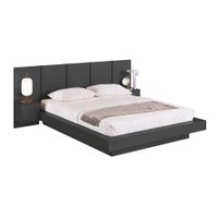 Cama Casal Queen Suspensa Com Cabeceira E Mesa 140/160 Zurique Grafite