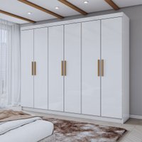 Guarda-Roupa Casal Aurora 6 Portas 2 Gavetas Branco Neve - Panorama Móveis