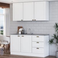 Cozinha Americana Compacta Califórnia 5 Portas 3 Gavetas Branco - Panorama Móveis