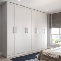 Guarda-Roupa Casal Ela e Ele 8 Portas 8 Prateleiras Malbec Branco Fosco - Panorama Móveis
